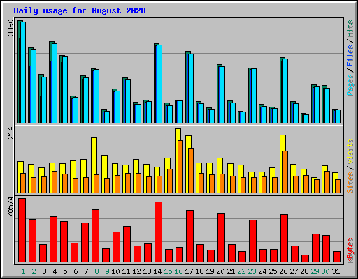 Daily usage for August 2020