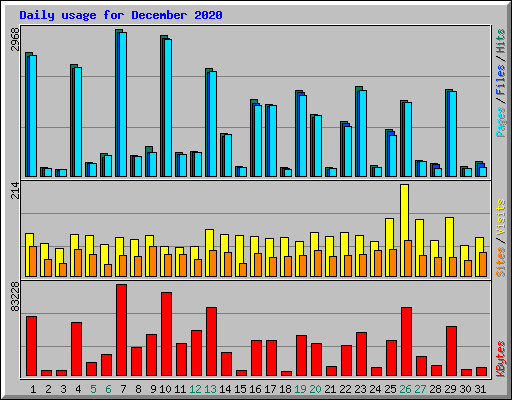 Daily usage for December 2020