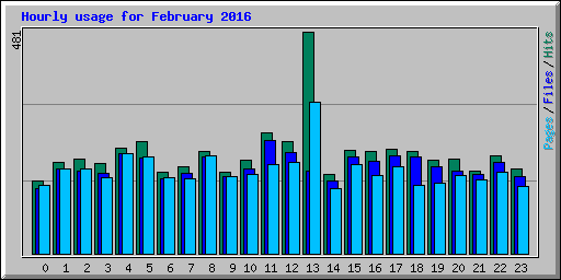 Hourly usage for February 2016