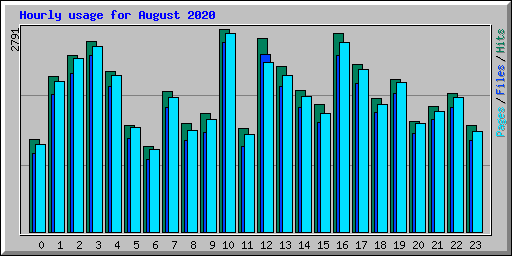 Hourly usage for August 2020